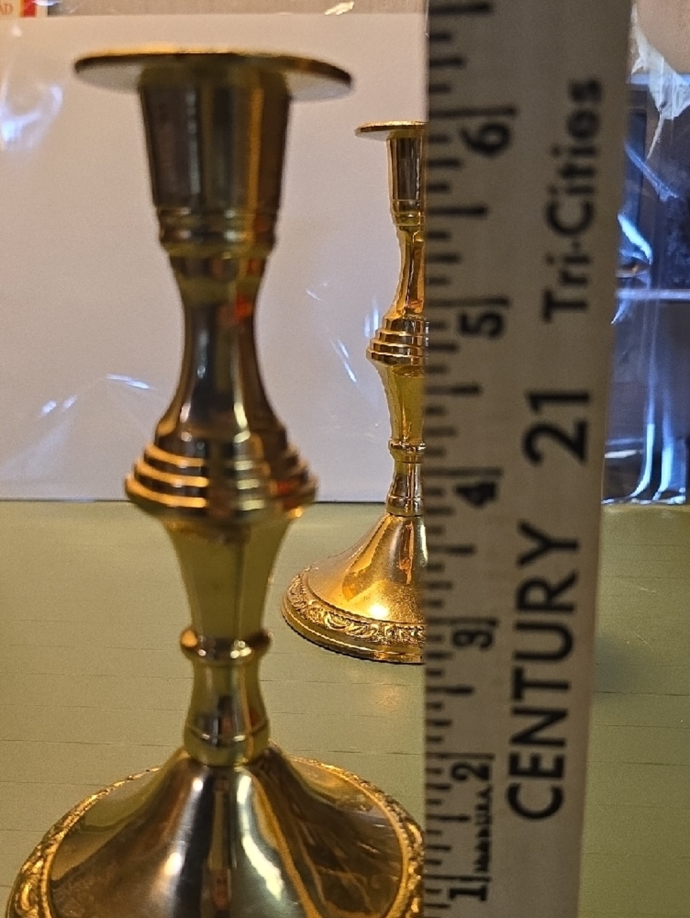 Brass Decorative Candlestick Pair - Made In India 6.5" - Picture 2 of 5